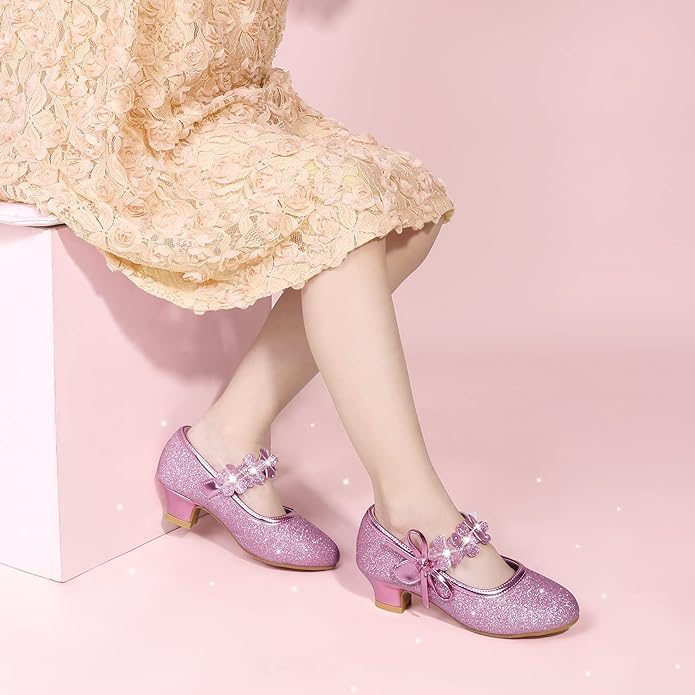 Walking on Petals: Dark Purple Flower Girl Shoes Delight